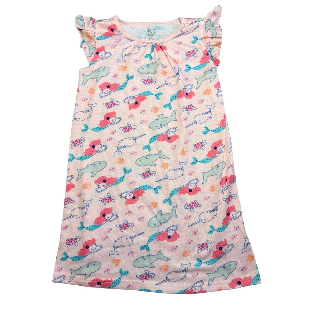 Girls Shark and Mermaid‎ Pajama Nightgown Sz 4T